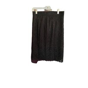 chaus  vintage women’s black lace fully lined pencil skirt size 10